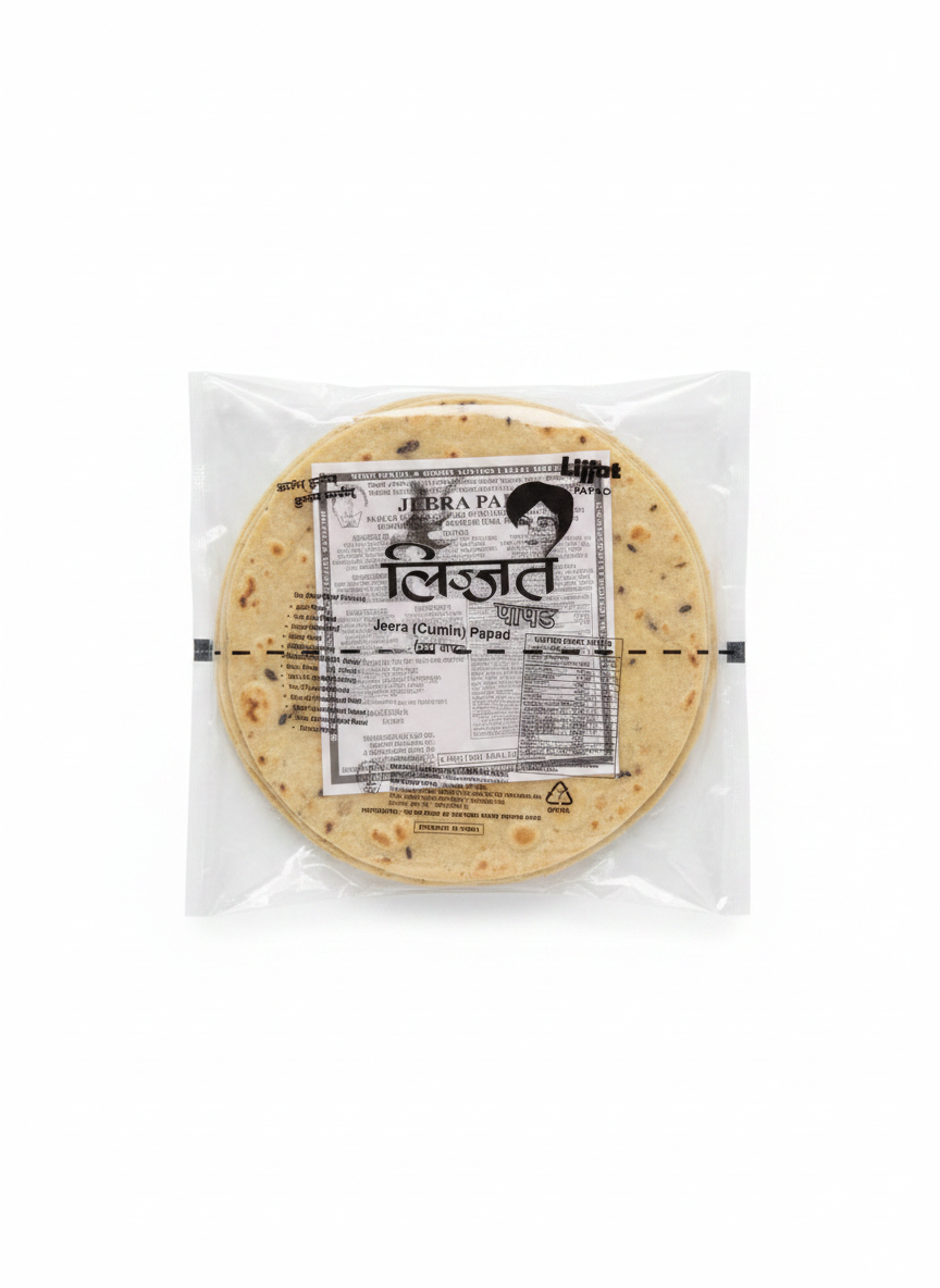 Lijjat Jeera Papad Big 200G Lijjat Jeera Papad Big 200g (Detailansicht 2) - Indische Lebensmittel bei Sairas Hamburg