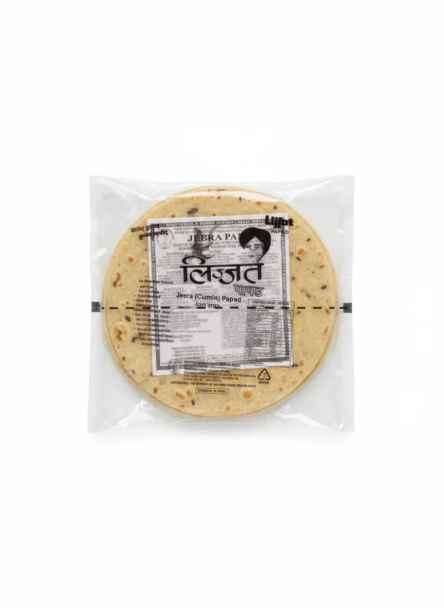 Lijjat Jeera Papad Big 200G Lijjat Jeera Papad Big 200g (Detailansicht 2) - Indische Lebensmittel bei Sairas Hamburg