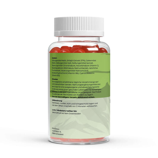 Premium Shilajit Gummies 1000 mg + Vitamin C,B6, B12 - 60 Stk - NutriAmour