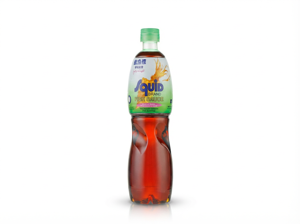 Squid Brand Fischsauce 725ml Detail der Verpackung - Fischsauce bei Sairas Hamburg