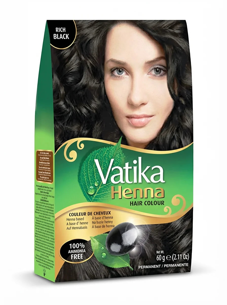 Vatika Henna Haarfarbe Rich Black 60g - Henna-Haarfarbe bei Sairas Hamburg