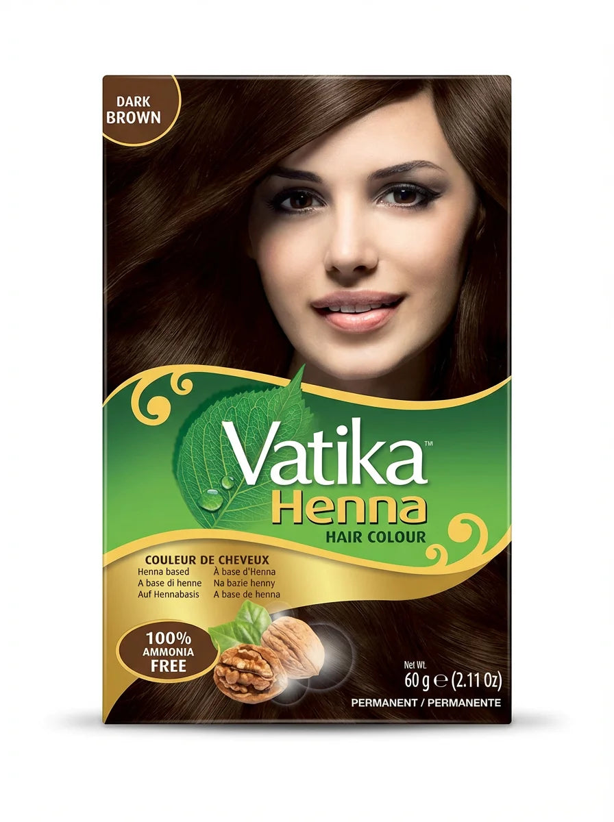 Vatika Henna Haarfarbe Dunkelbraun 60g - Natürliche Haarpflege bei Sairas Hamburg