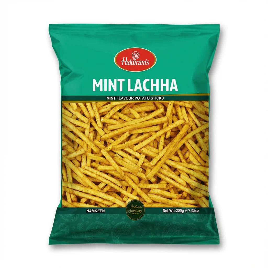 Haldirams Mint Lachha 200g würzige Kartoffelsticks - Indische Snacks bei Sairas Hamburg