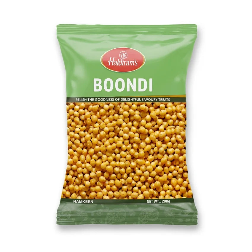 Haldirams Boondi 200g knuspriger Namkeen Snack - Indische Snacks bei Sairas Hamburg