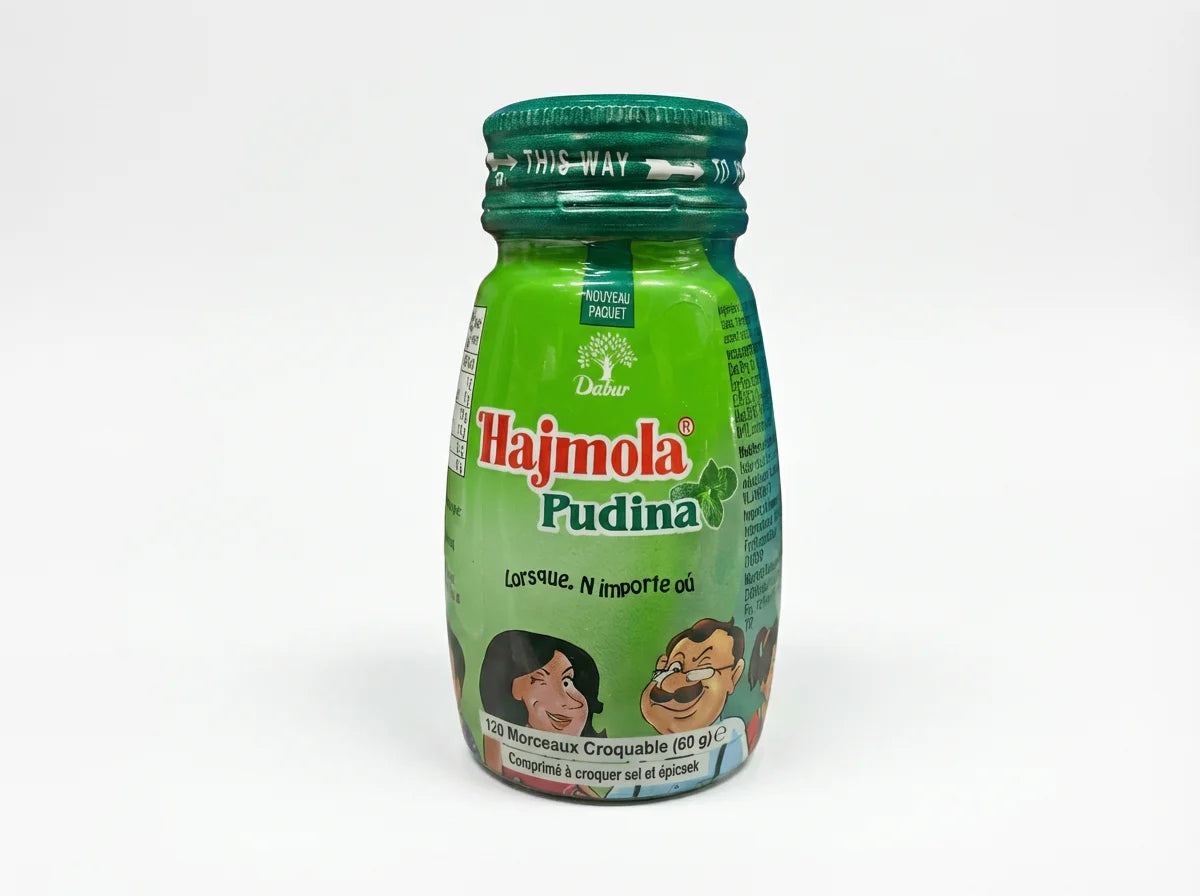 Dabur Hajmola Pudina 120 Stück Minz-Tabletten - Indische Snacks bei Sairas Hamburg