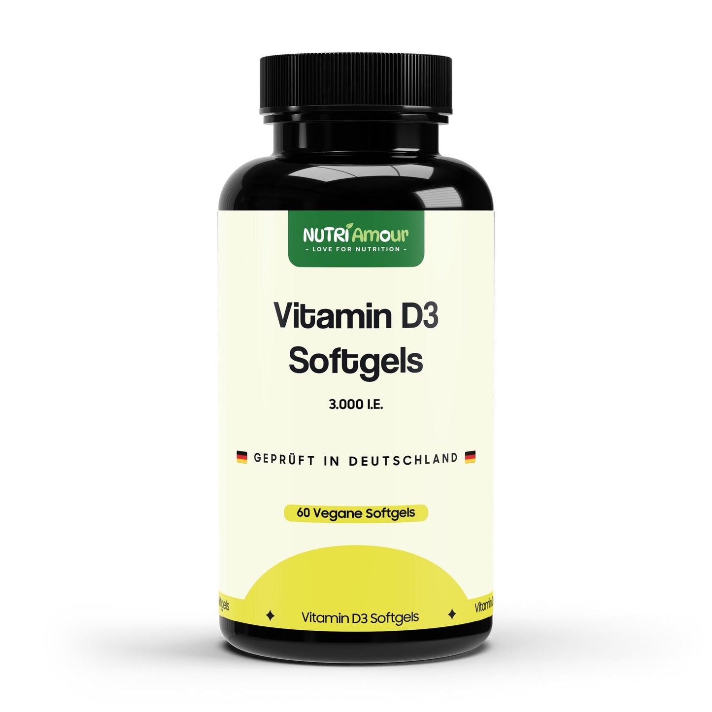 Reine Vitamin D3 3,000 I.U. - 60 vegan softgels zur Unterstützung des Immunsystems. Laborgeprüfte Premium-Qualität.