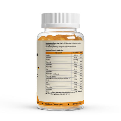 Fruchtige Multivitamin + Mineral Gummies - 60 pcs. zur täglichen Unterstützung. Laborgeprüfte Reinheit.
