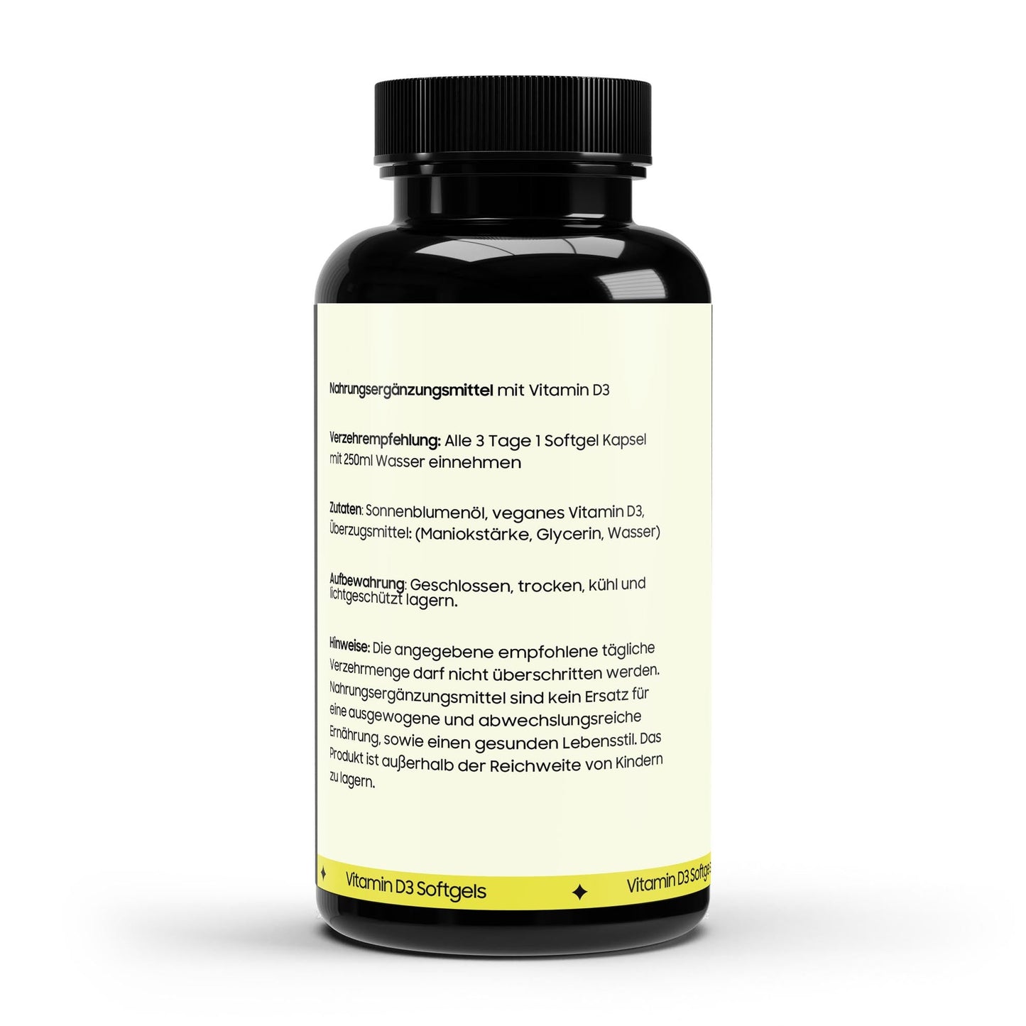 Hochwertige Vitamin D3 3,000 I.U. - 60 vegan softgels zur Unterstützung des Immunsystems. Laborgeprüft und rein.