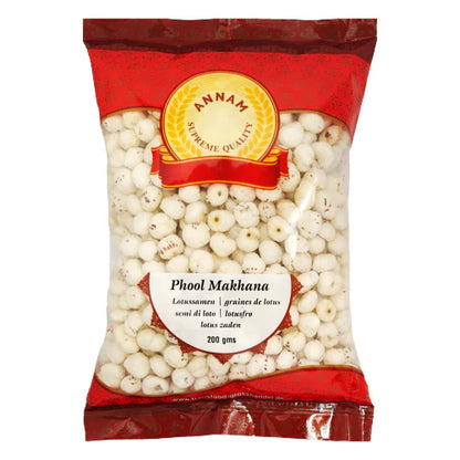 Annam Phool Makhana 200g knusprige Lotuskerne Detail - Indische Lebensmittel bei Sairas Hamburg