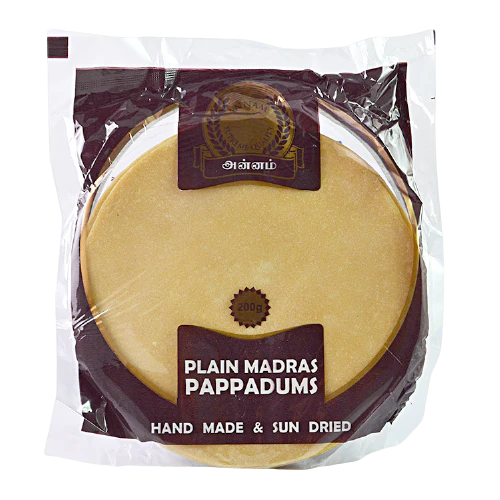 Annam Plain Madras Papadums 200g Lebensmittel