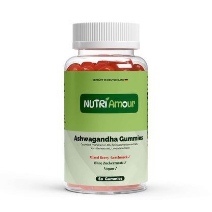 Premium Ashwagandha (Schlafberre) Gummies 300 mg + Vitamin B6 - 60 Stk - NutriAmour