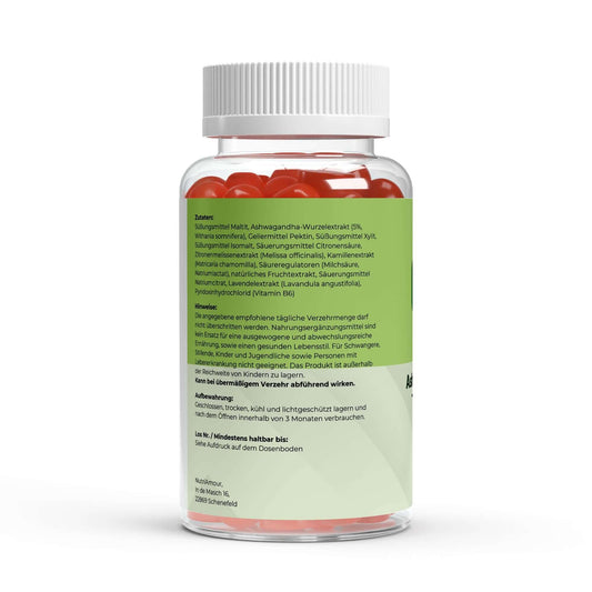 Premium Ashwagandha (Schlafberre) Gummies 300 mg + Vitamin B6 - 60 Stk - NutriAmour