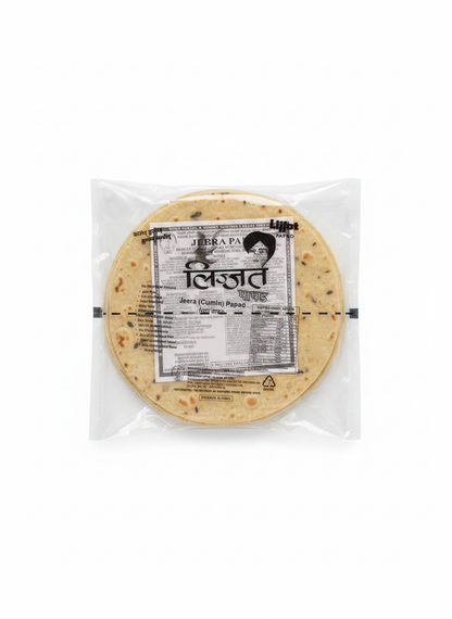 Lijjat Jeera Papad Big 200G Lijjat Jeera Papad Big 200g (Detailansicht 2) - Indische Lebensmittel bei Sairas Hamburg