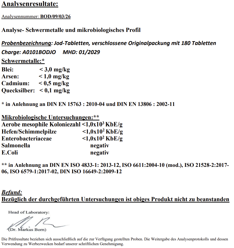 Reines Jod - 180 vegan tablets für den Energiestoffwechsel. Laborgeprüfte Qualität für das tägliche Wohlbefinden.