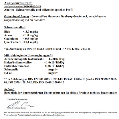 Natürliche Lion's Mane + Vitamin B6 Gummies - 60 pcs. in laborgeprüfter Qualität für Ihr tägliches Wohlbefinden.