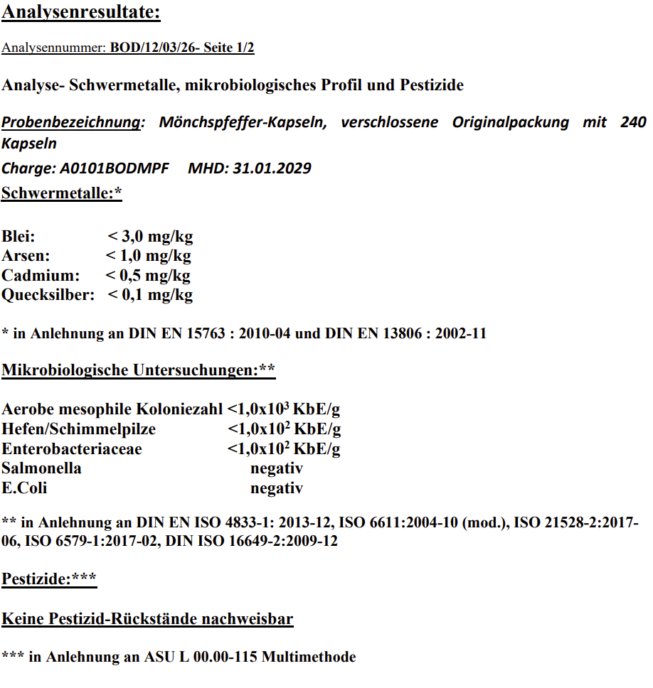 Laborgeprüfte Mönchspfeffer Kapseln - 240 vegane Kapseln - Vitex Agnus Castus für Ihr natürliches Wohlbefinden.