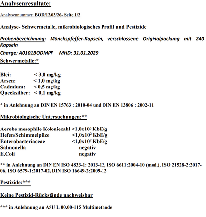 Laborgeprüfte Mönchspfeffer Kapseln - 240 vegane Kapseln - Vitex Agnus Castus für Ihr natürliches Wohlbefinden.