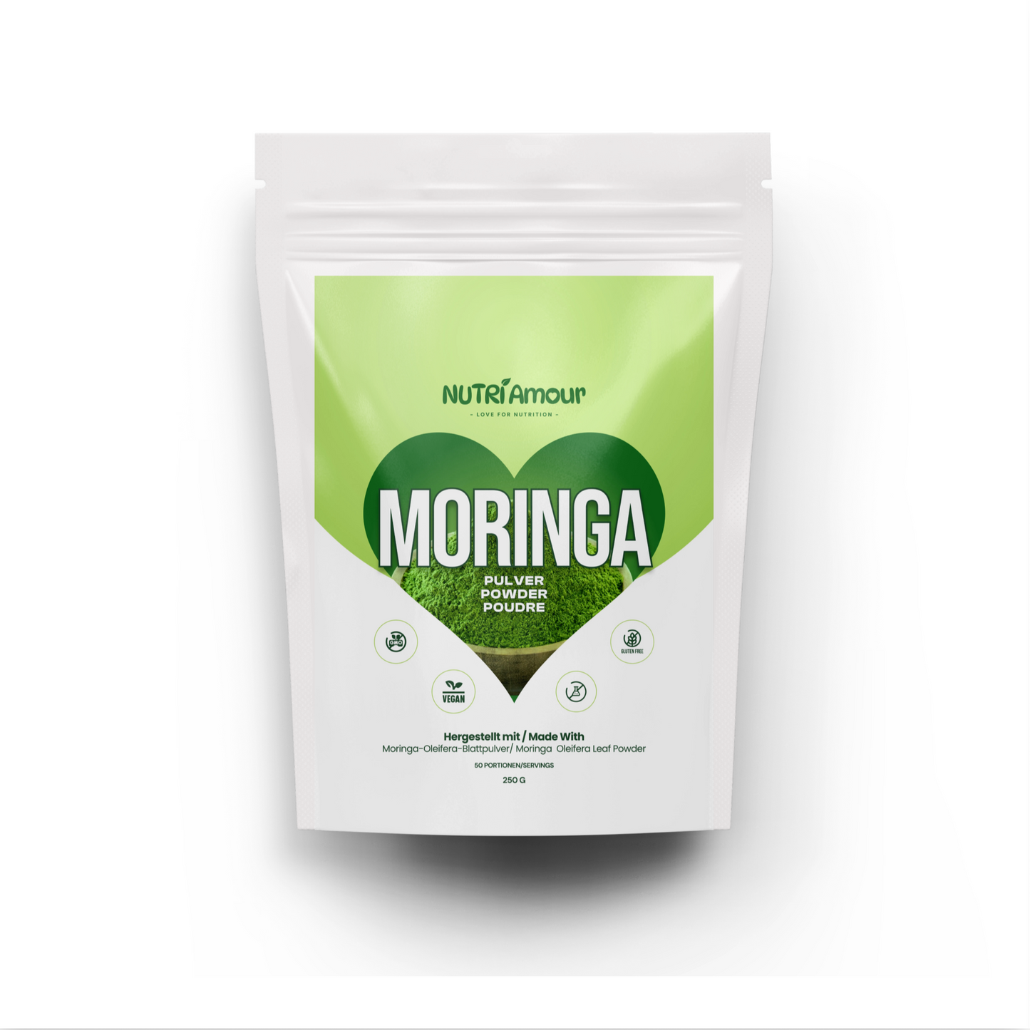 Moringa Pulver kaufen (250g) – 100% Reines Blattpulver für Ihr Wohlbefinden. Laborgeprüfte Premium Qualität.