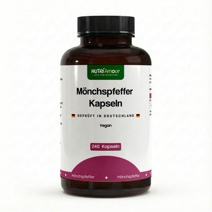Mönchspfeffer Kapseln - 240 vegane Kapseln - Vitex Agnus Castus für weibliches Wohlbefinden. Reine, laborgeprüfte Qualität.