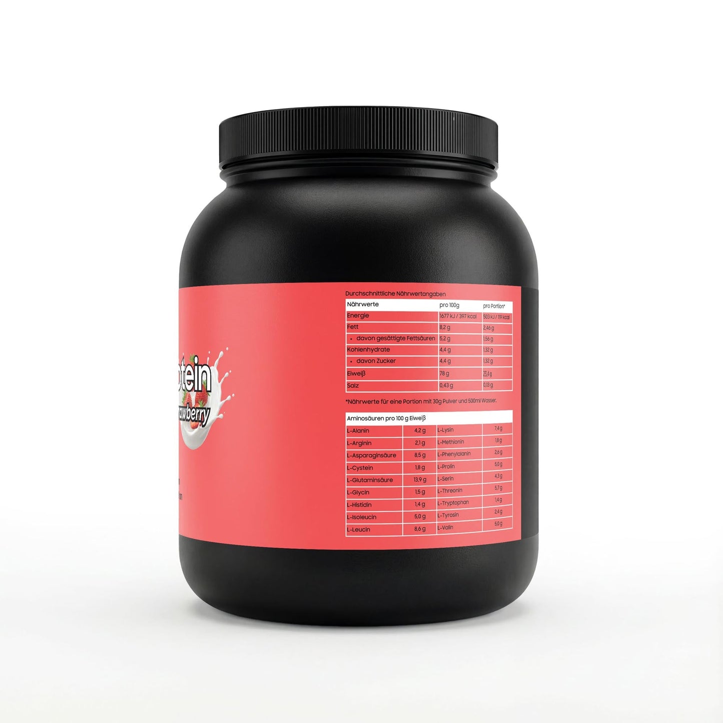 Laborgeprüftes Premium Whey Protein Strawberry - 1,000g. Reines Eiweißpulver für den Erhalt der Muskelmasse.
