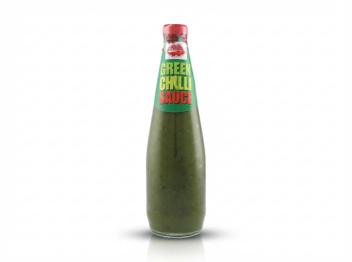 Shezan Green Chili Sauce 300g Flasche Detailansicht - Pakistanische Saucen bei Sairas Hamburg