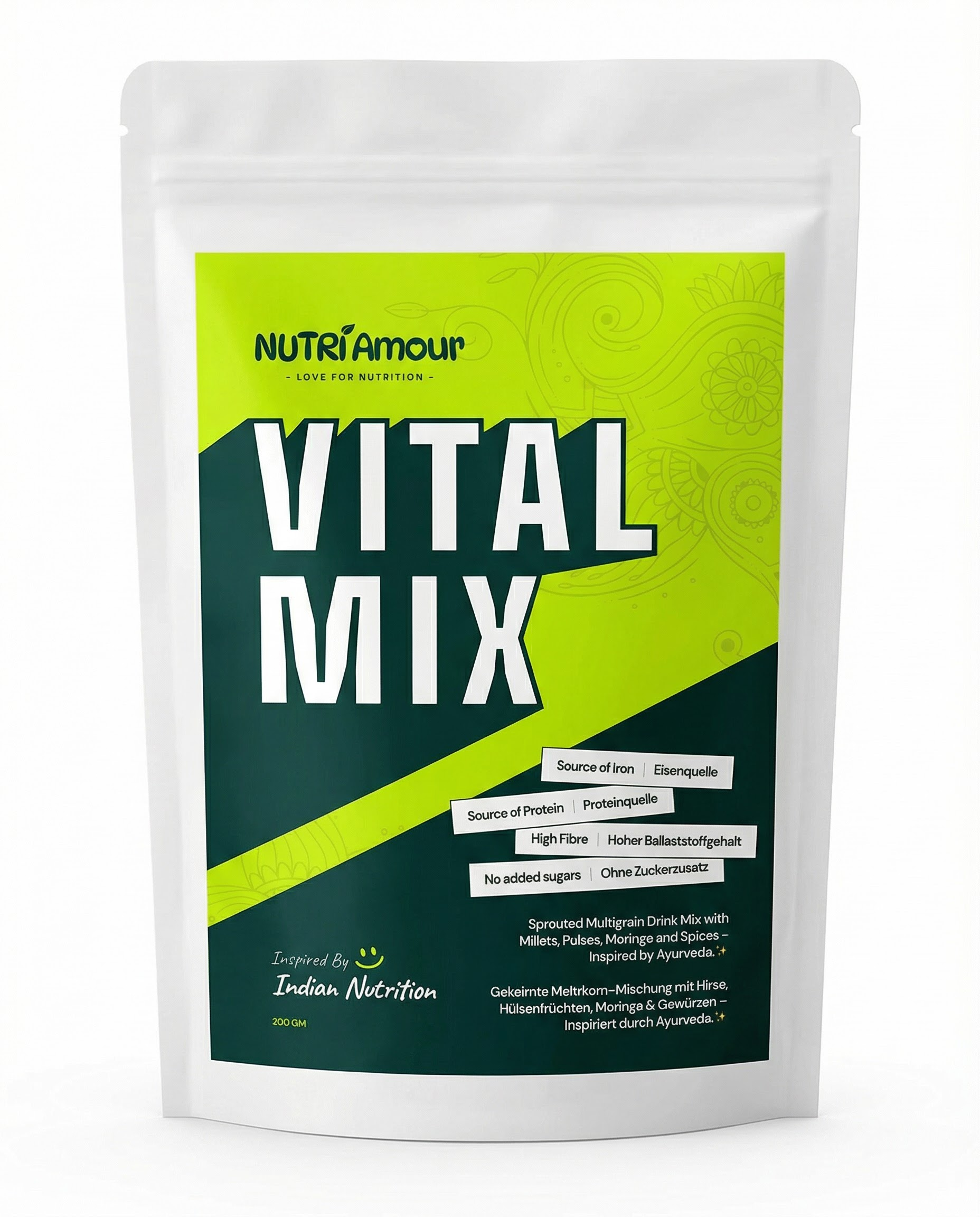 Reiner Vital Mix - Sprouted Multigrain Drink Mix with millets - Inspired by Ayurveda. Laborgeprüfte Qualität.