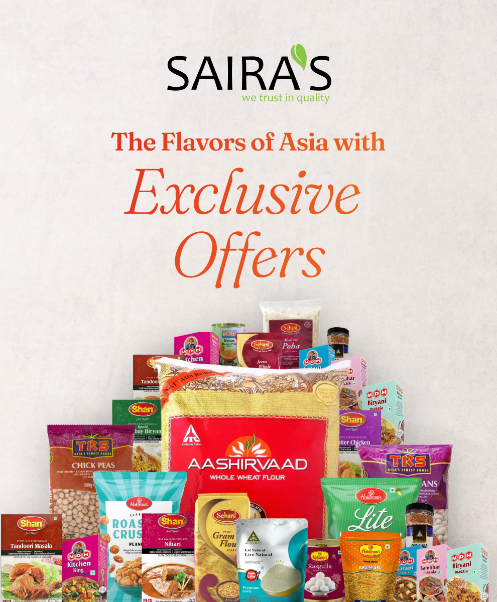 SAIRA'S – Die Aromen Asiens mit exklusiven Angeboten, mobile Ansicht indische und asiatische Lebensmittel
